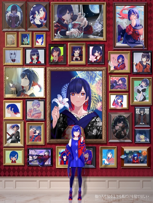 Virtual Youtuber anime girl in picture frames