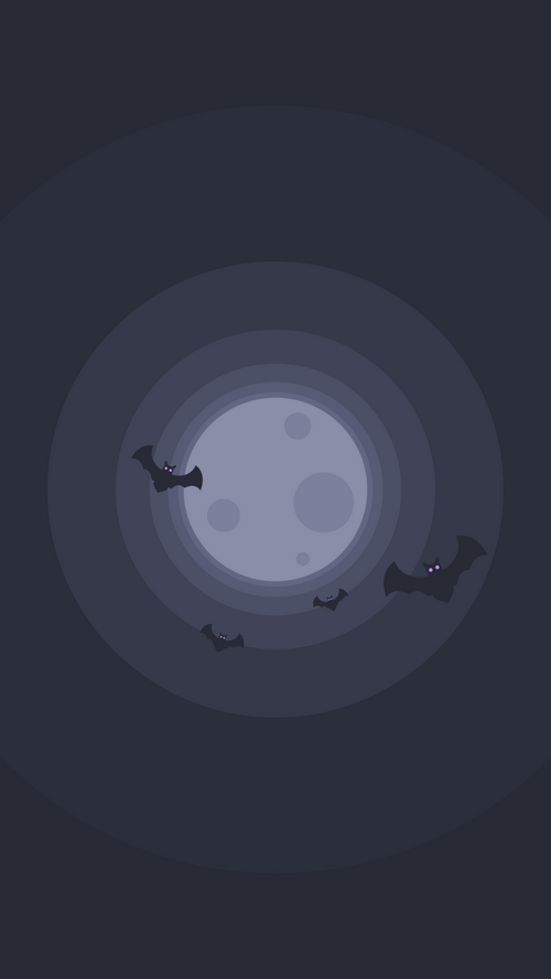 Minimalist bats flying around the moon