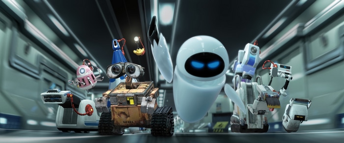 WALL-E and EVE with other robots