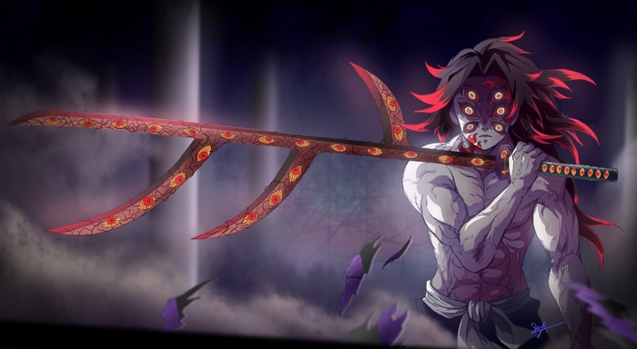 Kokushibo from Kimetsu no Yaiba with his sword