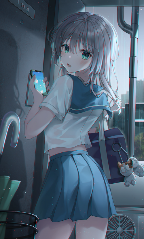 portrait schoolgirl school uniform petite Pixiv