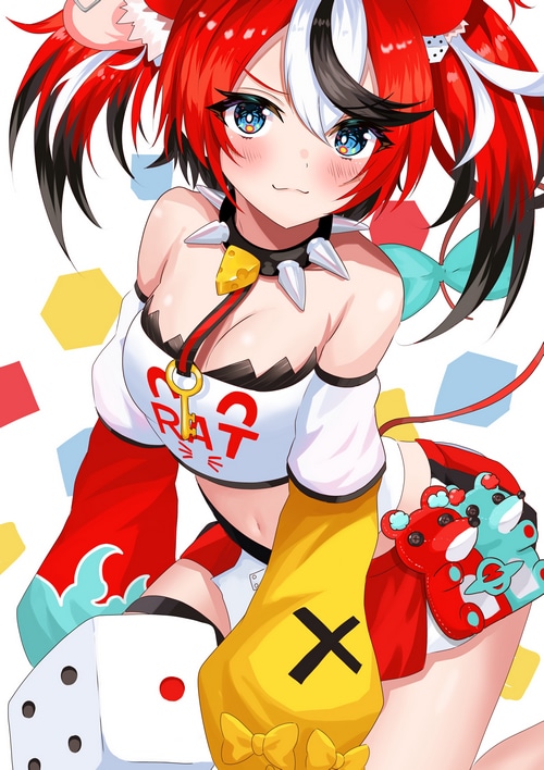 Hakos Baelz from Hololive with mouse ears and tail