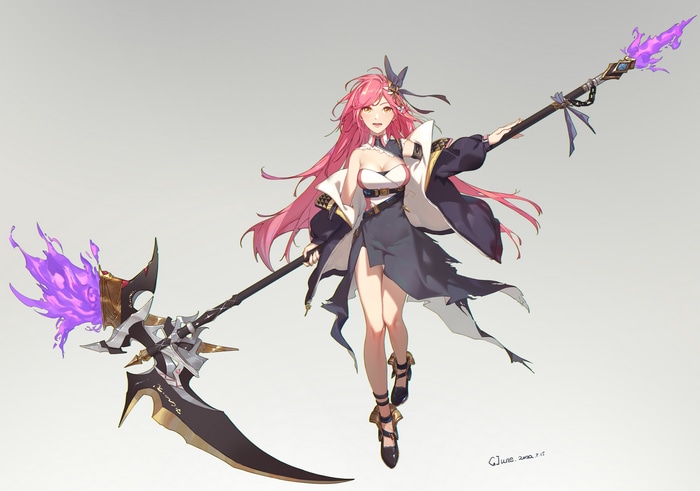 4K Anime Girl with Pink Hair and Scythe