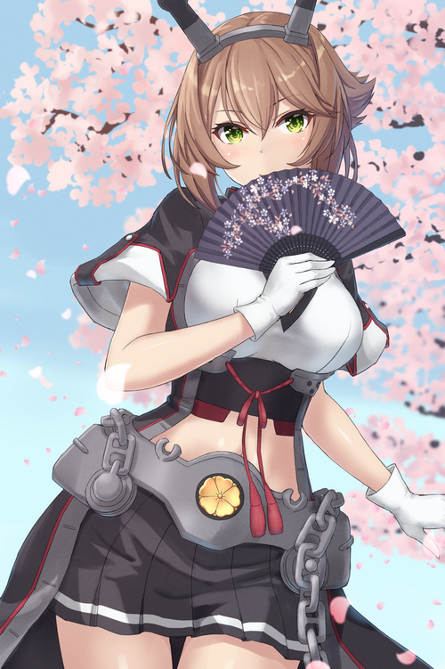 Mutsu from Kantai Collection holding a fan