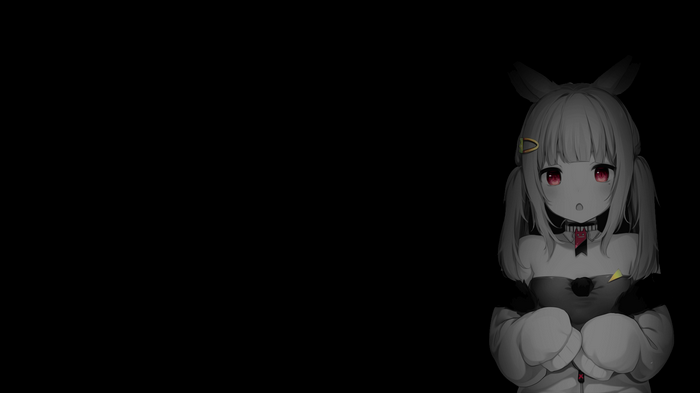 Amashiro Natsuki with animal ears on black background