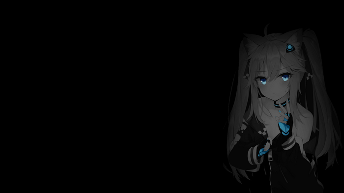Anime girl with blue eyes and cat ears