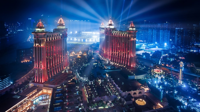 4K Night Aerial View of Illuminated Buildings in China