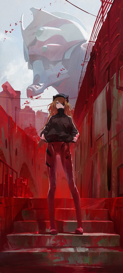 Asuka Langley Soryu and Evangelion Unit-02