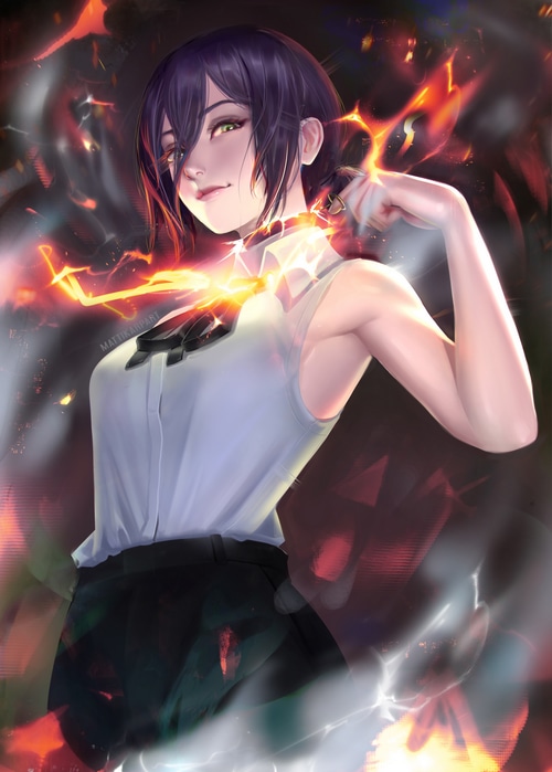 Reze from Chainsaw Man with electrical energy