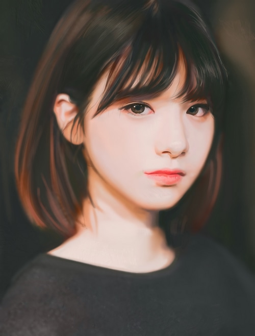 Digital painting of an Asian woman