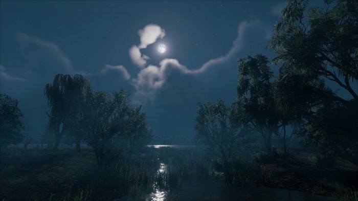 Assassin's Creed: Origins night scene with moon