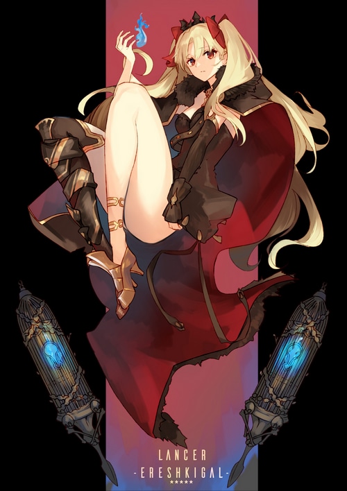Ereshkigal from Fate/Grand Order with blue flames