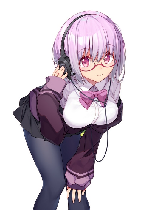 Shinjou Akane from SSSS.GRIDMAN with headphones and glasses
