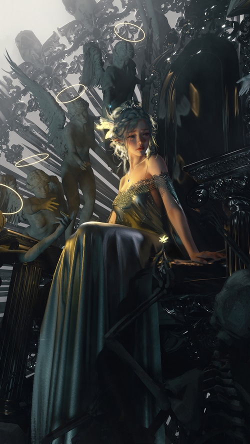 4K WLOP Artwork of a Woman with Angels