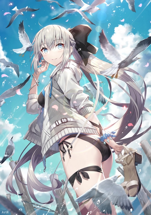 Morgan le Fay from Fate/Grand Order with seagulls