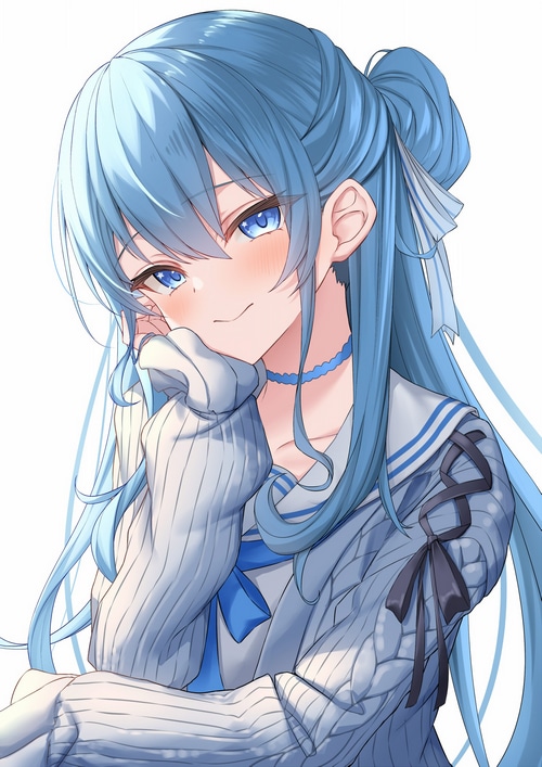 Hoshimachi Suisei fan art with blue hair