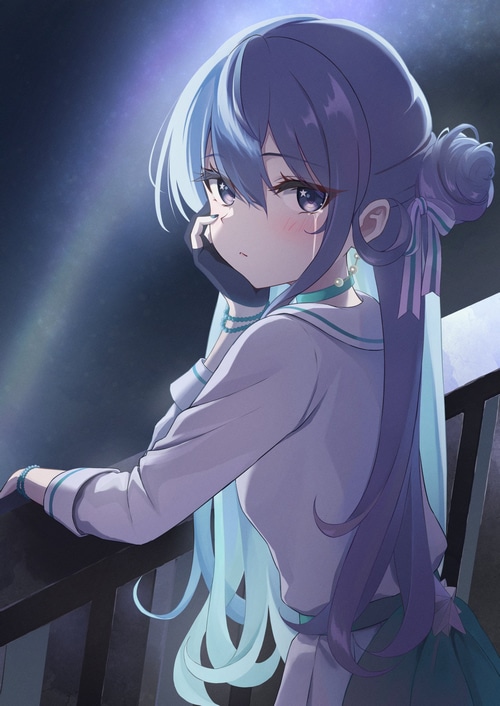 Hoshimachi Suisei fan art with blue hair