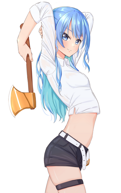 Hoshimachi Suisei with an axe