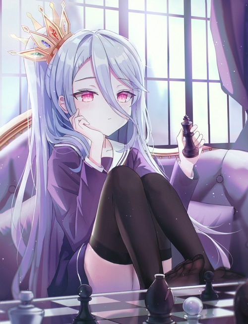 Shiro from No Game No Life playing chess