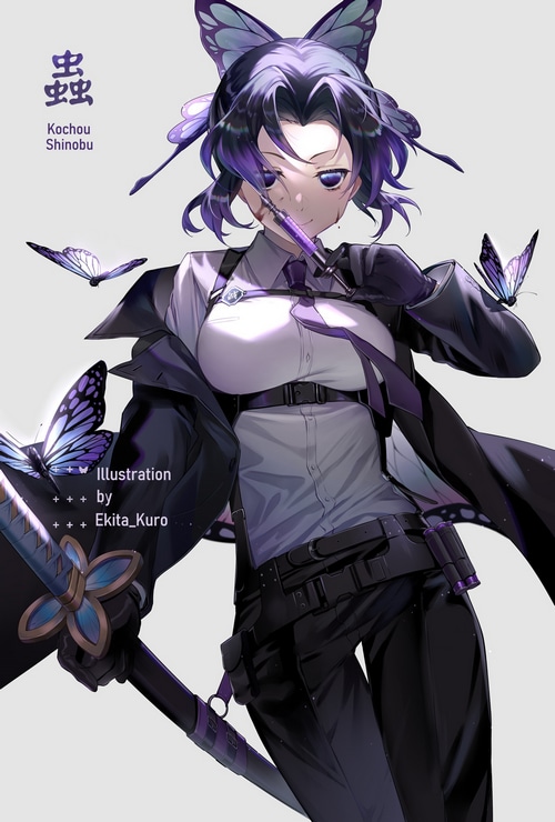 Kochou Shinobu from Kimetsu no Yaiba with Butterflies