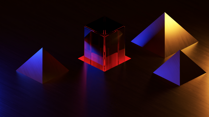 Abstract geometric shapes with vibrant lighting