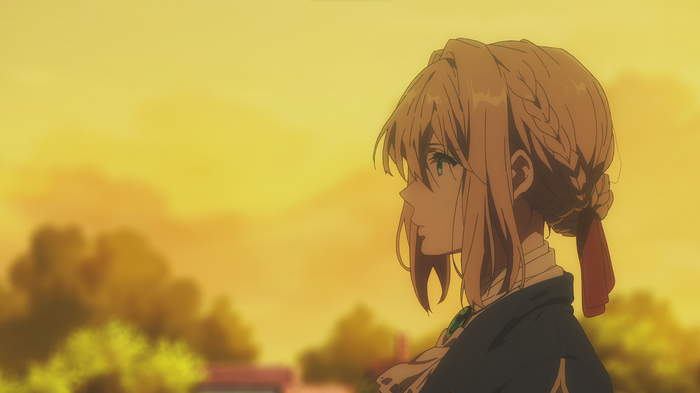 Violet Evergarden in a golden sunset