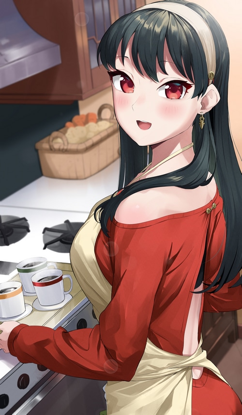 Yor Forger in the Kitchen with Coffee