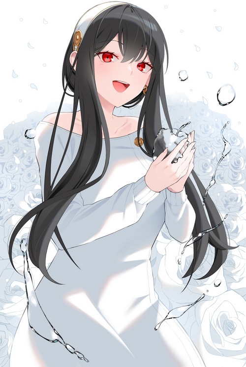 Yor Forger from Spy x Family holding an apple