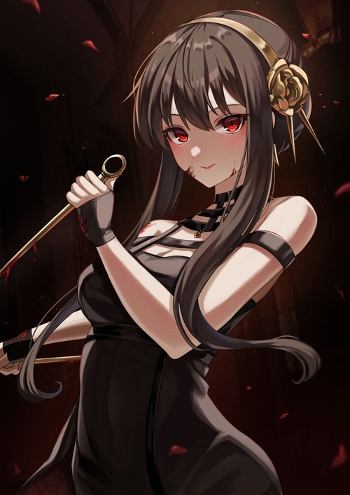 Yor Forger from Spy x Family with bloody knife