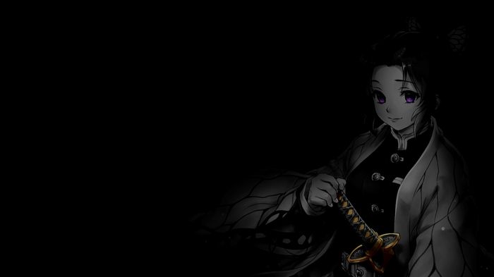 Kochou Shinobu from Kimetsu no Yaiba holding a sword