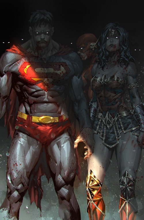Zombie Superman, Wonder Woman, and The Flash