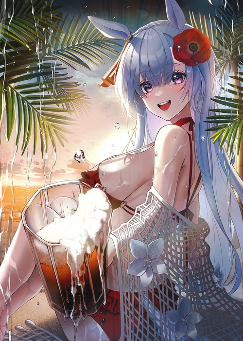 Mejiro Ardan from Uma Musume Pretty Derby with a drink
