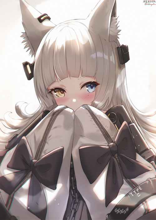 Anime girl with fox ears and heterochromia