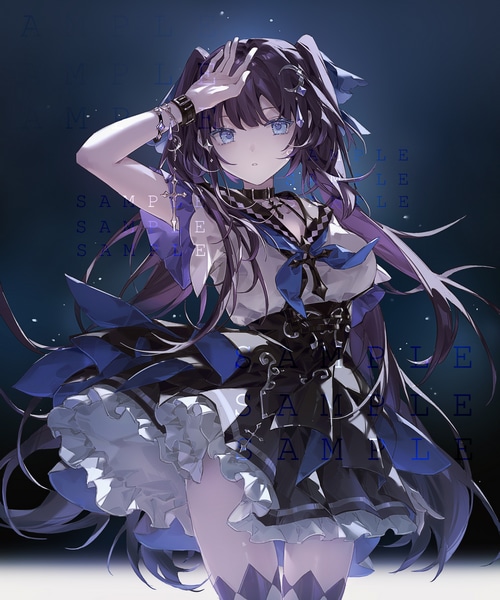 Anime girl with blue eyes and dark hair