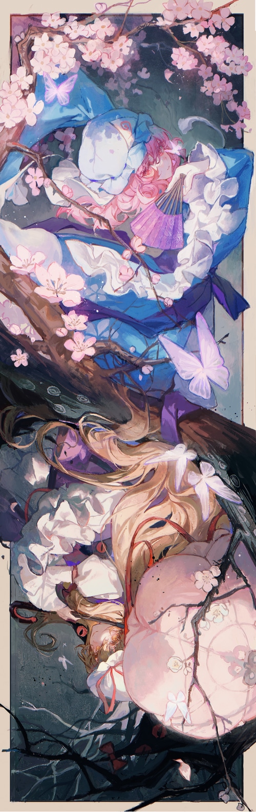Saigyouji Yuyuko and Yakumo Yukari with Butterflies