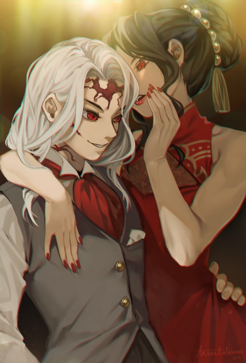 Muzan Kibutsuji and Daki from Kimetsu no Yaiba