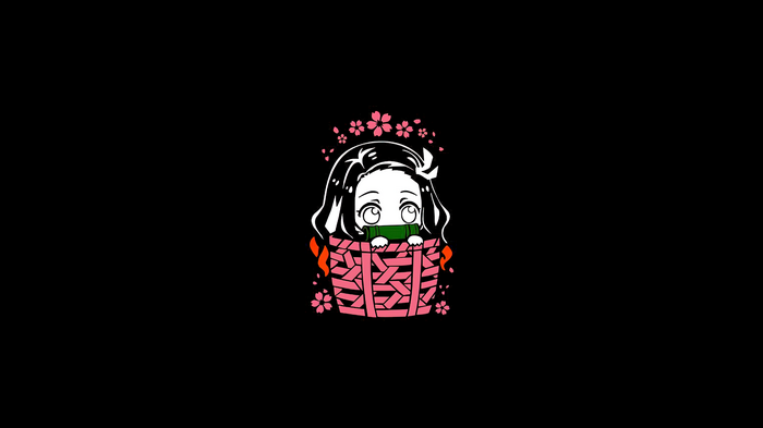 Chibi Nezuko Kamado in a basket