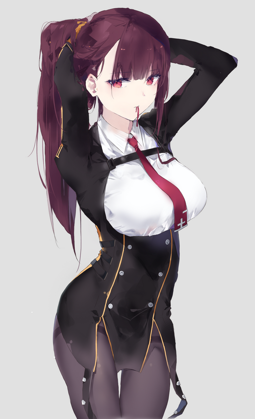 WA2000 from Girls Frontline adjusting her hair