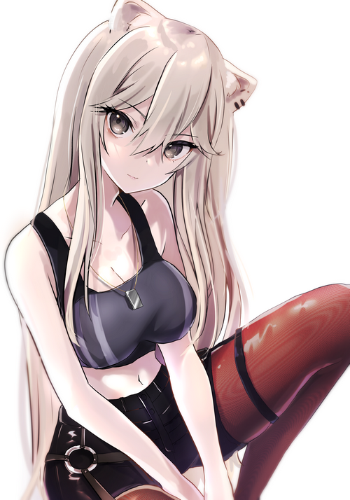 Anime girl with cat ears and long blonde hair