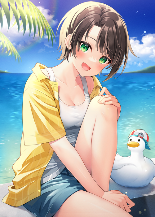 Oozora Subaru on a Tropical Beach with Duck Float