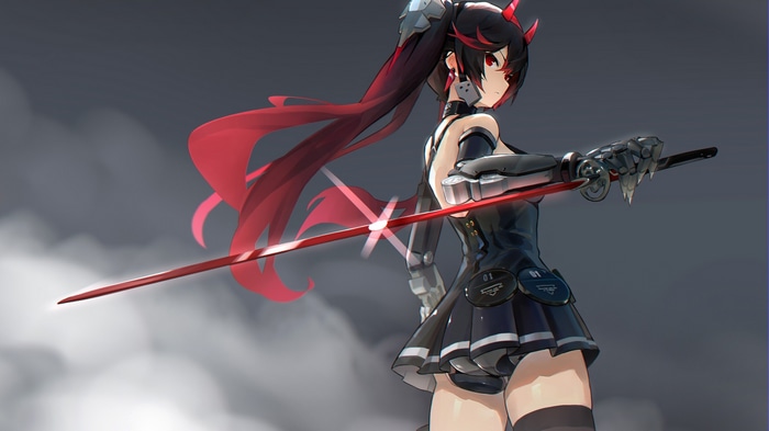 Lucia from Punishing: Gray Raven with a sword