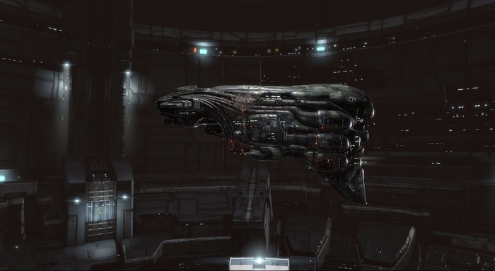 EVE Online Battlecruiser in a Space Station