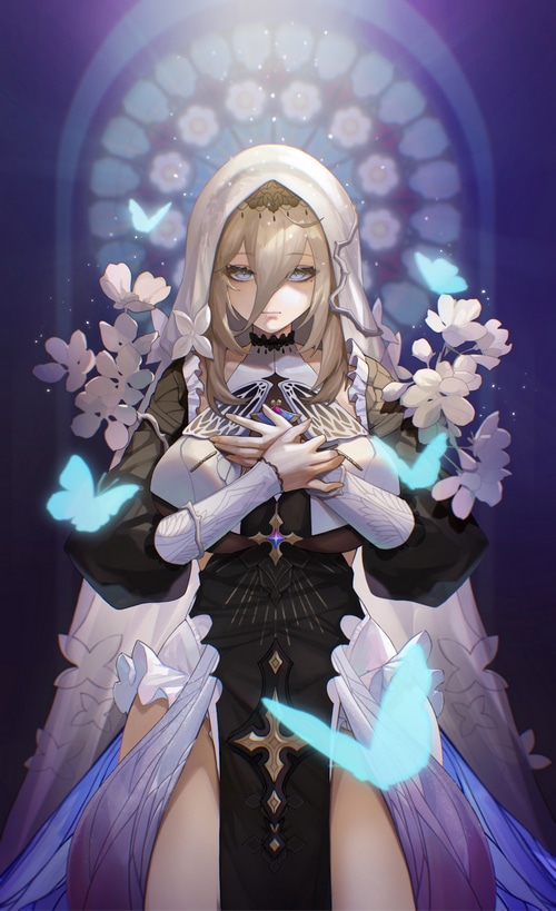 Nun outfit with butterflies and flowers