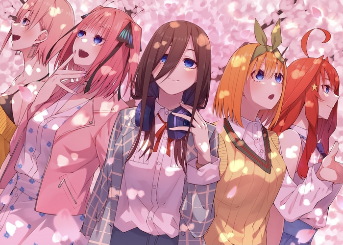 The Quintessential Quintuplets with Cherry Blossoms