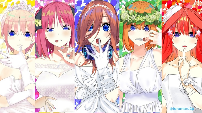 digital art, twins, Nakano Ichika, 5-toubun no Hanayome, Nakano Nino ...