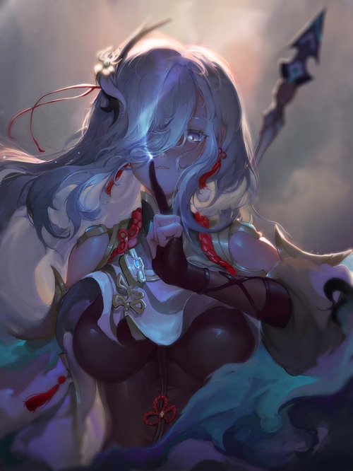 Genshin Impact character with a lance