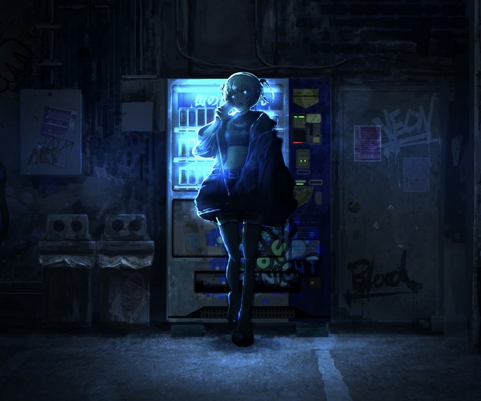 Nazuna Nanakusa by a vending machine at night