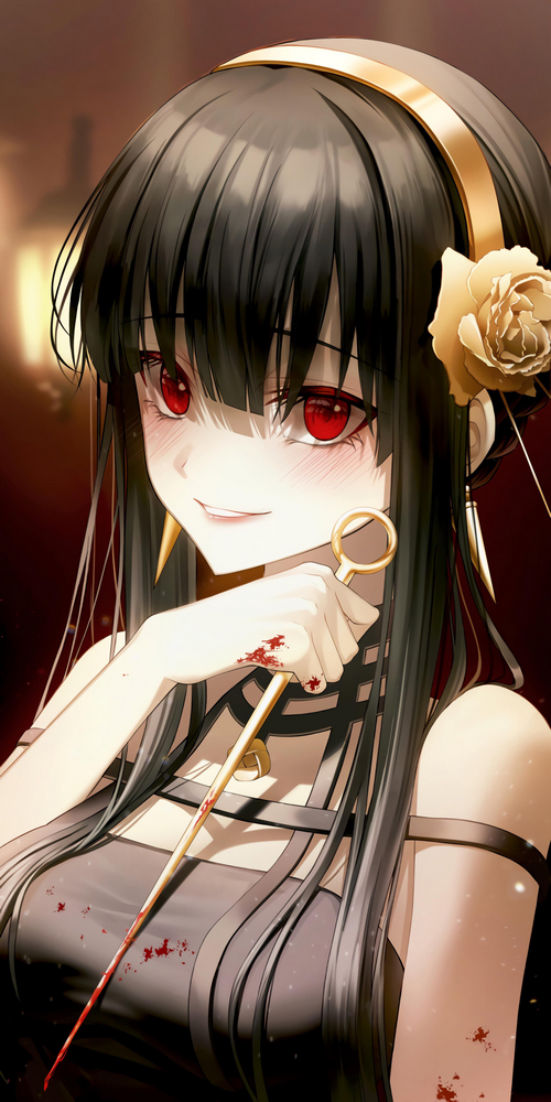 Yor Forger from Spy x Family with blood