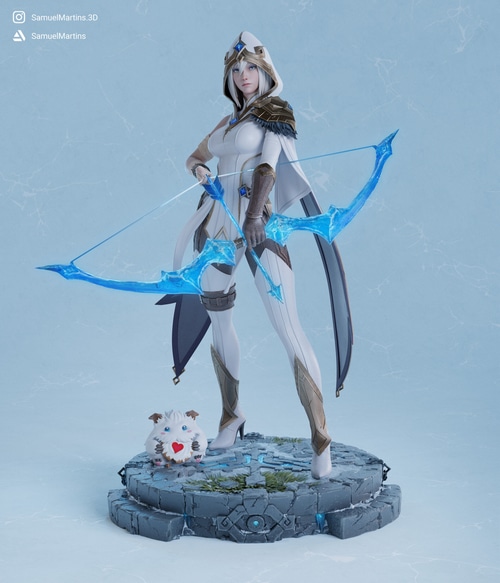 Ashe from League of Legends with a Poro