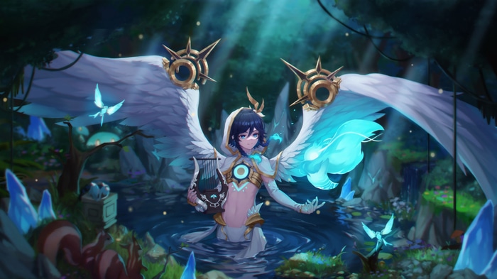 4K Genshin Impact Venti with wings in water